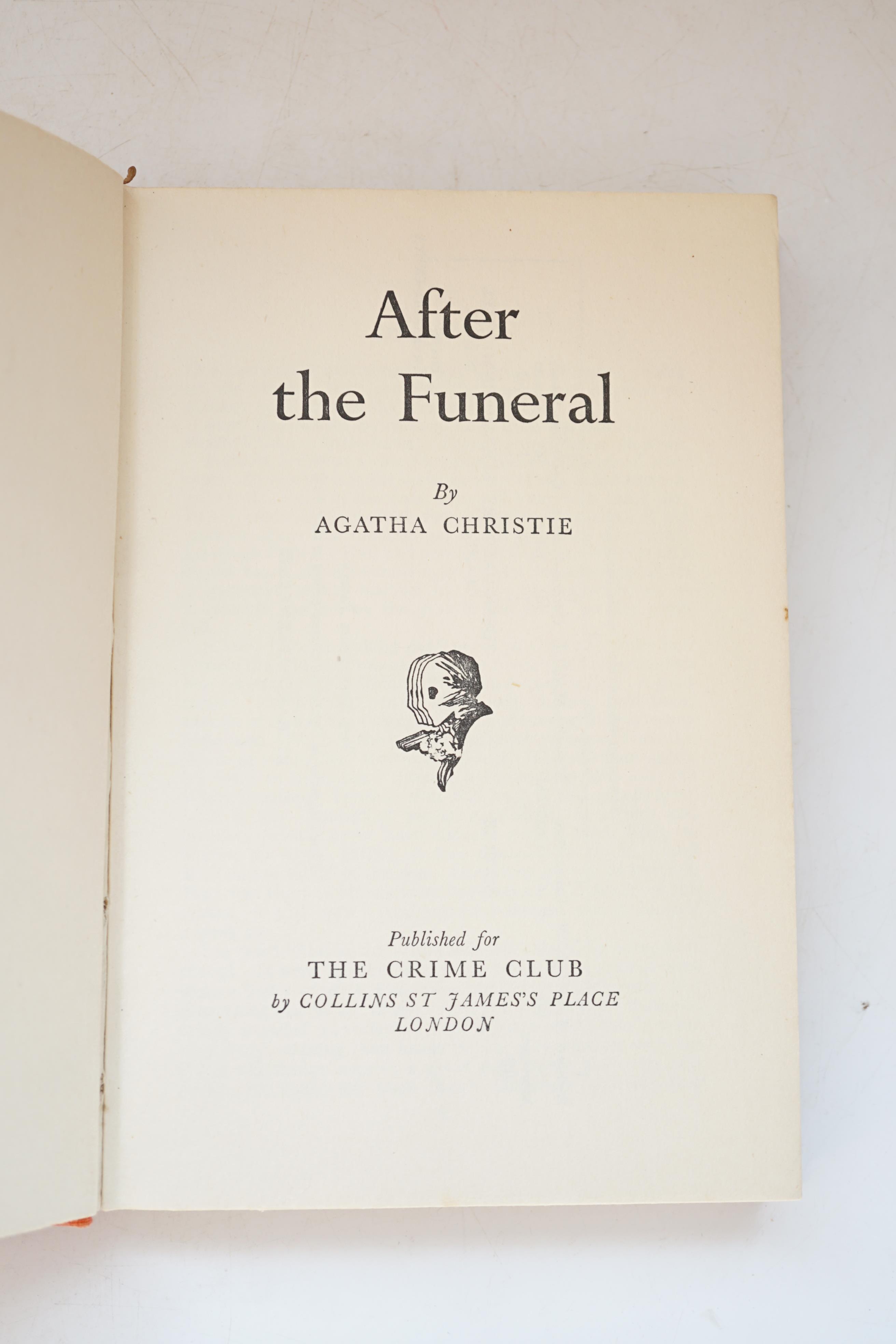 Christie, Agatha - After the Funeral, 1st edition, cloth, in unclipped d/j, Collins, for The Crime Club, London, 1953